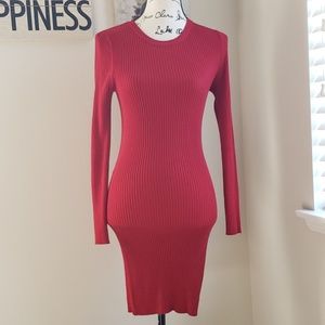 Long sleeve ribbed sweater dress